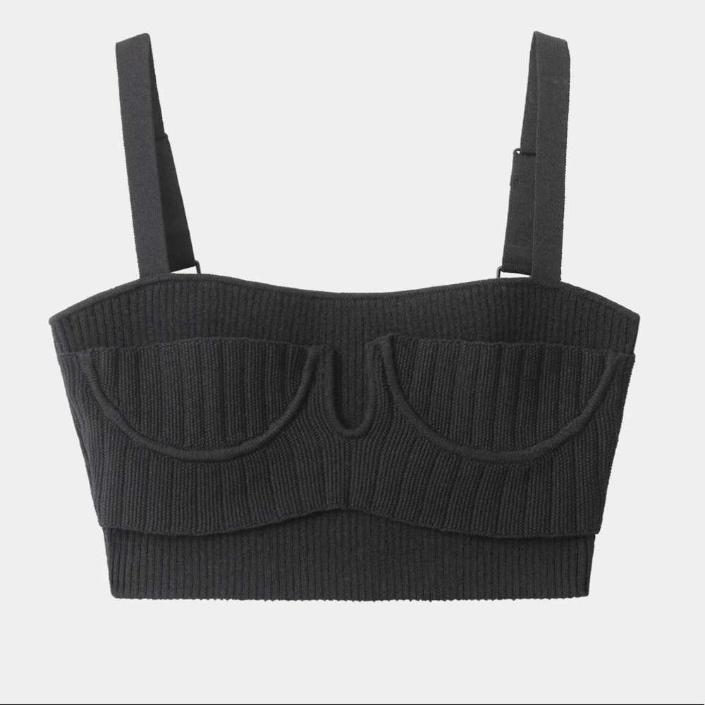 H&M Studio SS21 Collection Black Crop Top Size S